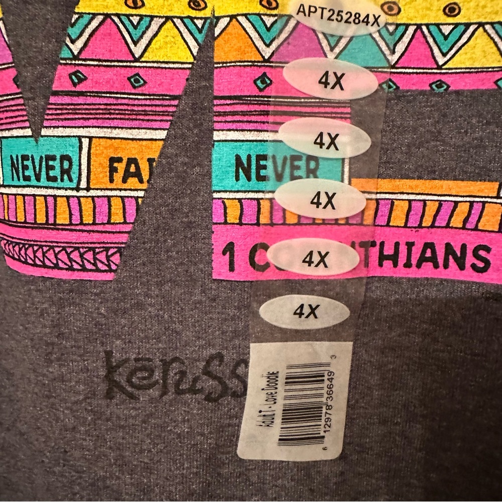 Kerusso Love Never Fails Christian Bible Gray Cotton T-Shirt 4XL Unisex New - Picture 5 of 8